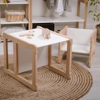 multifunctional table with one chair in white