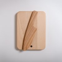 white background Chopping board with Grab knife