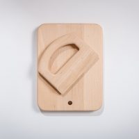 white background Chopping board with Grab knife