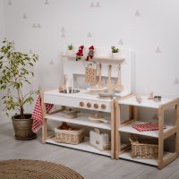 Toy kitchen Type A2 and Small shelf in white
