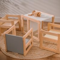 multifunctional table with three chairs