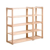 White background Set of Montessori MAXI and MAXI plus shelf in natural