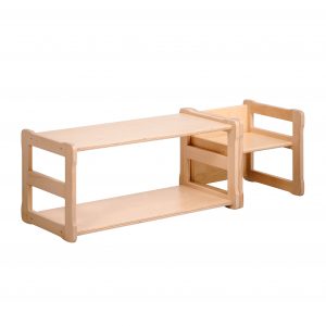 White background Set of Montessori START shelf with a chair in natural
