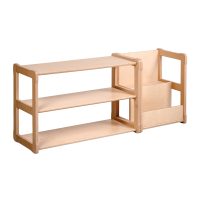 White background Set of Montessori bookshelf SMALL with MINI shelf in natural