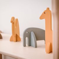 Wooden animals set AFRICA painted close up