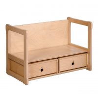 White background big bench with drawers set in natural