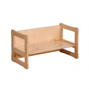 White background Multifunctional Montessori based small bench in natural