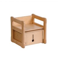White background chair and a small box set in natural