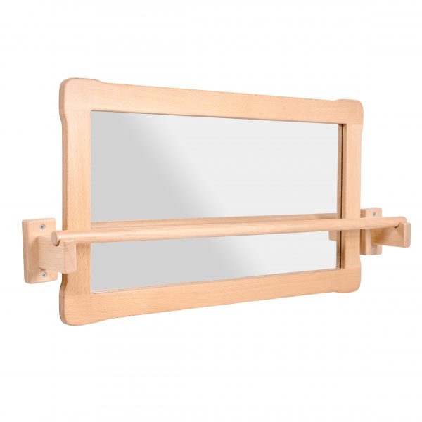 White background BIG Mirror with LONG Pull up bar in natural