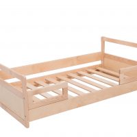 white background Montessori floor bed with slats