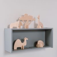 Double box shelve with wooden animal set AFRICA