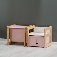 two chairs and one small box, mixed colors