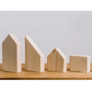 Set of 4 wooden houses shapes
