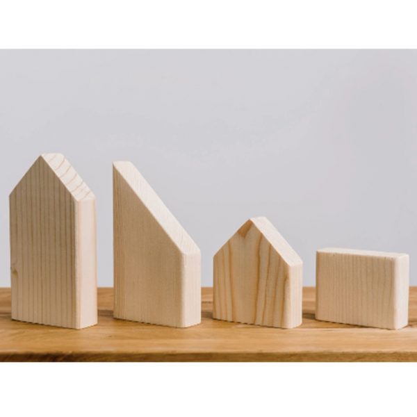 Set of 4 wooden houses shapes