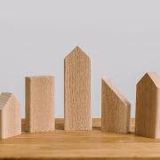 Set of 5 wooden house blocks