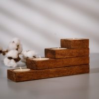 Wooden tealight holder set in NUT stacked up