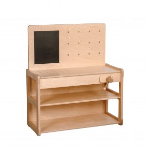 White background Toy Work bench in natural