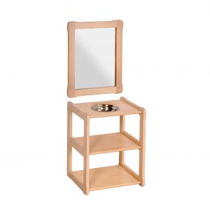 White background washbasin Type B with mirror in natural