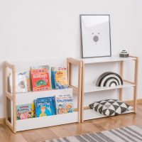 Montessori MIDI bookshelf and MIDI shelf in white-itt maradtam el