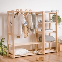 Clothing rack type A with shelf combined with Montessori MAXI shelf