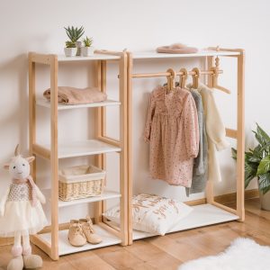 Clothing rack type B without shelf combined with Montessori MAXI shelf