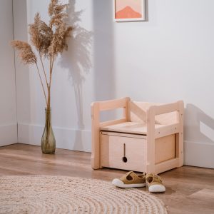 chair and a small box in natural