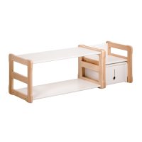 White background set of Montessori START shelf with a chair and a