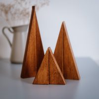 Wooden tree Decoration in Iroko in set